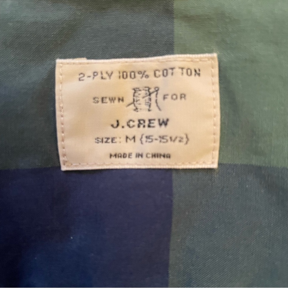 J.Crew Men’s Green Navy Check Button-Down Shirt 100% Cotton Size M - Picture 4 of 4